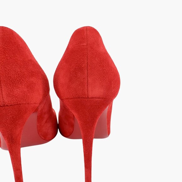 Christian Louboutin Eloise 100 Pumps EU 38.5 US 8.5 Red Suede Pointed High Heel - Picture 9 of 14